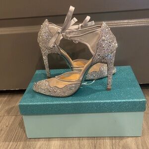 Betsey Johnson Silver Rhinestone Heels